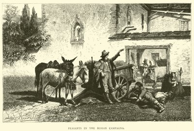Peasants in the Roman Campagna by English School