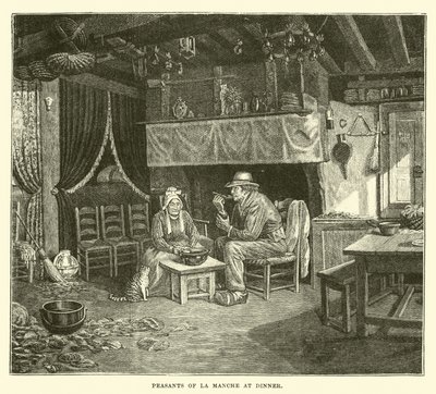 Peasants of La Manche at Dinner by English School