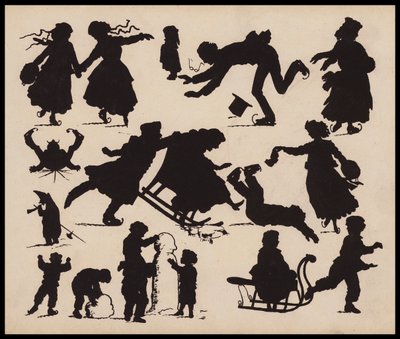 People in winter by English School