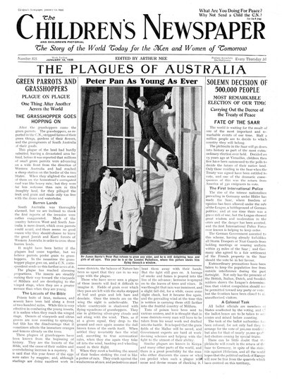 Peter Pan as Young as Ever, front page of 