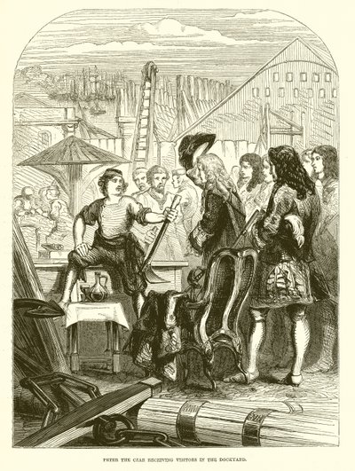 Peter the Czar Receiving Visitors in the Dockyard by English School