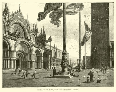 Piazza of St Mark, with the Piazzetta, Venice by English School