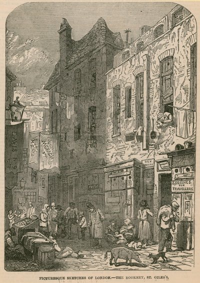Picturesque Sketches of London - The Rookery, St Giless by English School