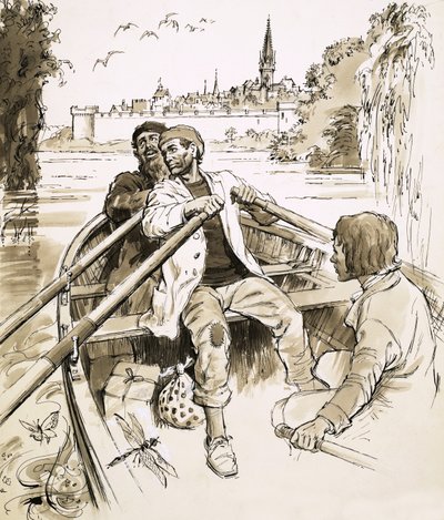 Pierre Steered the Boat into a Wide Stretch of the River by English School