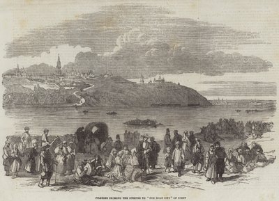 Pilgrims crossing the Dnieper to "The Holy City" of Kieff by English School
