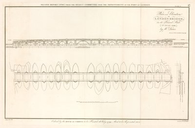 Plan and Elevation of London Bridge as at 2 July 1799 by English School