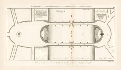 Plan for London Bridge Capable of Letting Ships Through by English School