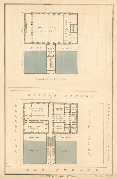 Plan for Buildings at the Time of a Proposed Widening of The Strand in the Vicinity of Exeter Change by English School
