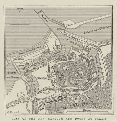 Plan of the New Harbour and Docks at Calais by English School