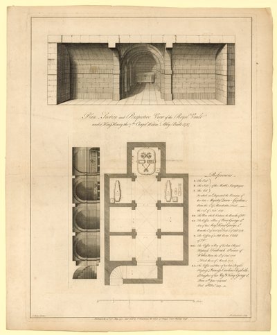 Plan of the Royal Vault under King Henry VII Chapel, Westminster Abbey, Built 1737 by English School