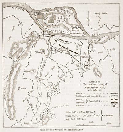 Plan of the Attack on Seringapatam, Illustration from Cassell