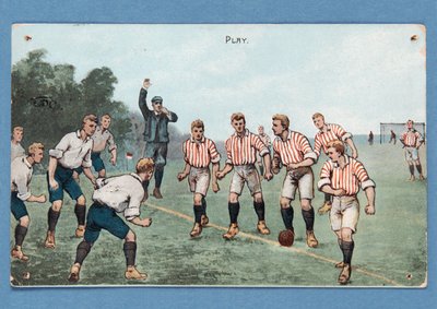 Play, postcard depicting a football match by English School