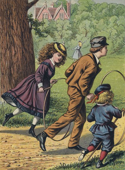 Playing with hoops in the park by English School