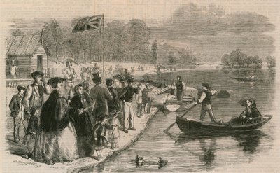 Pleasure Boats on the Water in Regents Park by English School