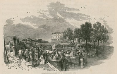 Pleasure canal boats, sketched at the Paddington Basin, Regents Canal, London by English School