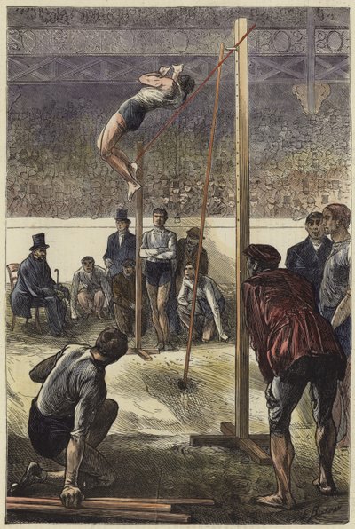 Pole Leaping at the Agricultural Hall by English School