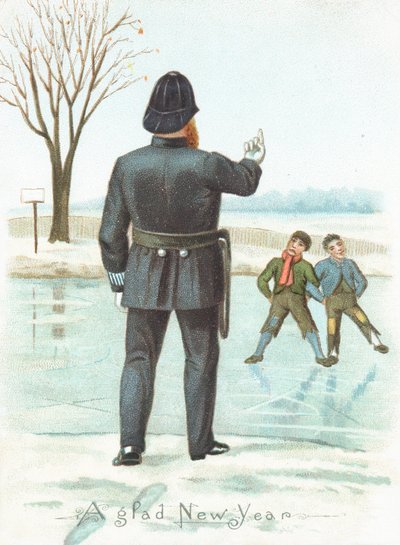 Policeman telling-off Boys by English School