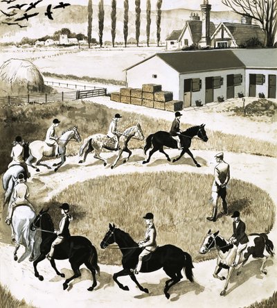 Ponies Exercising by English School