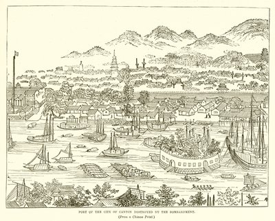 Port of the City of Canton Destroyed by the Bombardment by English School