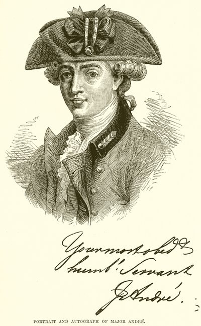 Portrait and autograph of Major Andre by English School