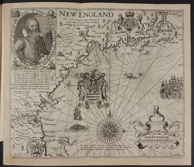 Portrait of Captain John Smith. A picture of the coast of New England, in 