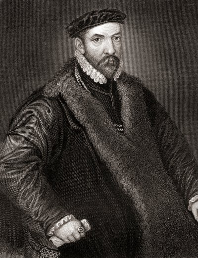 Portrait of Sir Nicholas Bacon from Lodges British Portraits, 1823 by English School