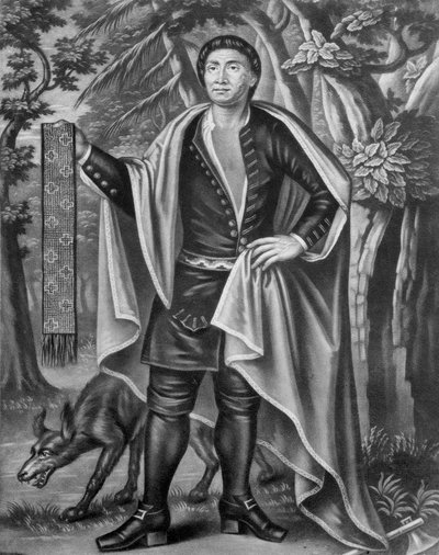 Portrait of Tee Yee Neen Ho Ga Row, Emperor of the Six Nations by English School