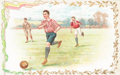 Postcard with Men Playing Football by English School