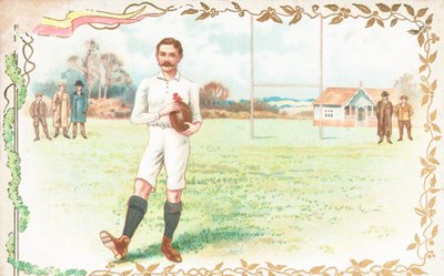 Postcard with Men Playing Rugby by English School