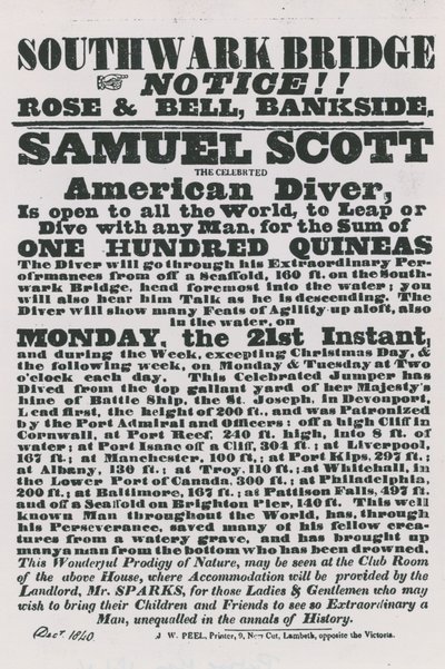 Poster Advertising a Dive from Southwark Bridge by English School