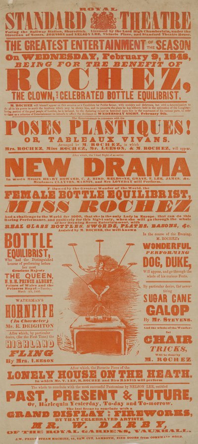 Poster for the Royal Standard Theatre, 9 February 1848 by English School