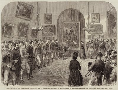 Presentation to the Countess of Yarborough of an Equestrian Portrait of Her Ladyship by the Gentlemen of the Brocklesby Hunt by English School