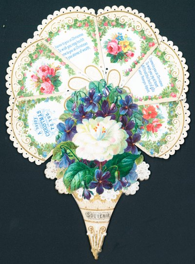 Pretty Flowers in the shape of a Fan by English School