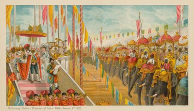 Proclaiming Victoria Empress of India-Delhi- 1 January 1877 by English School