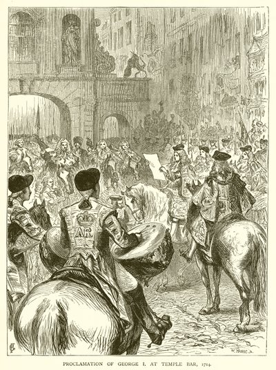 Proclamation of George I at Temple Bar, 1714 by English School