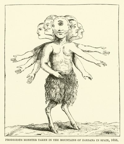 Prodigious Monster Taken in the Mountains of Zardana in Spain, 1655 by English School