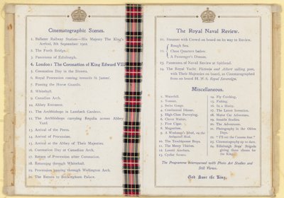 Programme of Cinematograph Entertainment in the Presence of the King and Queen by English School