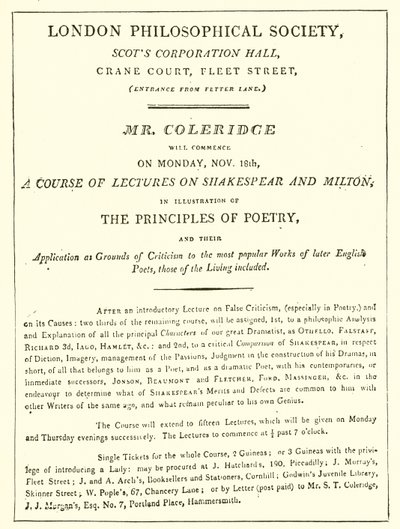 Programme of Coleridge