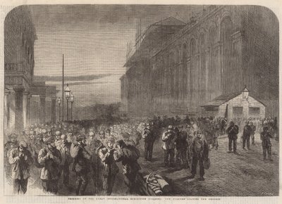 The workmen leaving the grounds by English School