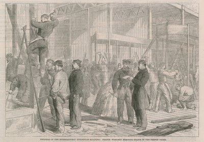 French workmen erecting stands in the French Court by English School