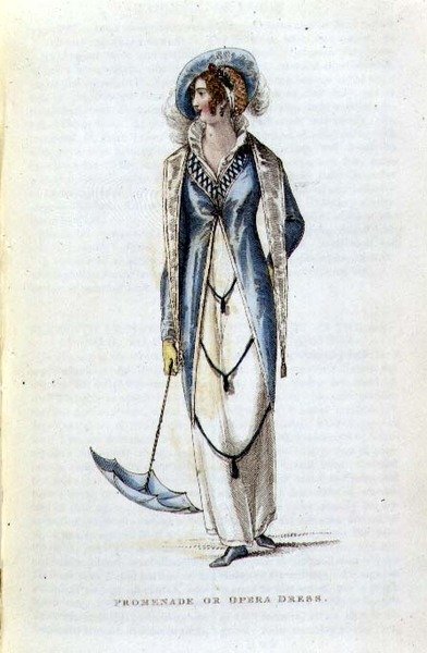 Promenade or Opera Dress, Fashion Plate from Ackermann