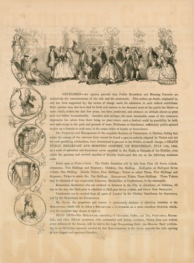 Promotional Leaflet for a Grand Public Breakfast and Morning Concert on 15 July 1846 by English School