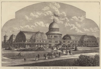 Proposed Southsea Floral Hall and Aquarium (engraving) by English School