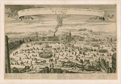 Prospect of the Frozen Thames, as Taken from the Temple Stairs on 20 January 1715-16 by English School