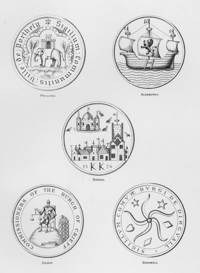 Public Arms: Pwllheli; Aldeburgh; Kendal; Crieff; Dingwall (engraving) by English School