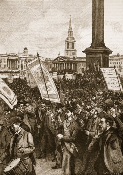 Public meeting in Trafalgar Square in commemoration of Bloody Sunday, 1892, illustration from Cassells Illustrated History of England by English School