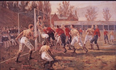 Public Schoolboys Playing Football by English School