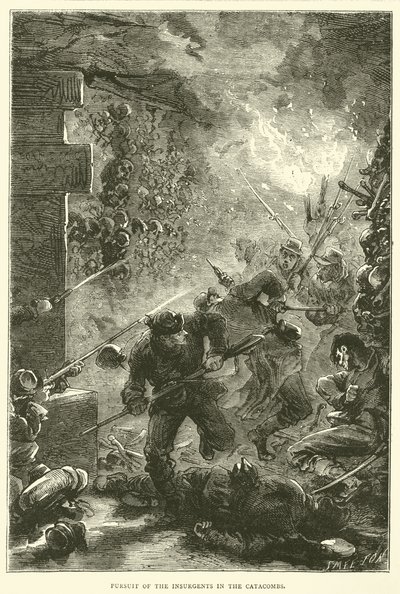 Pursuit of the Insurgents in the Catacombs, May 1871 by English School