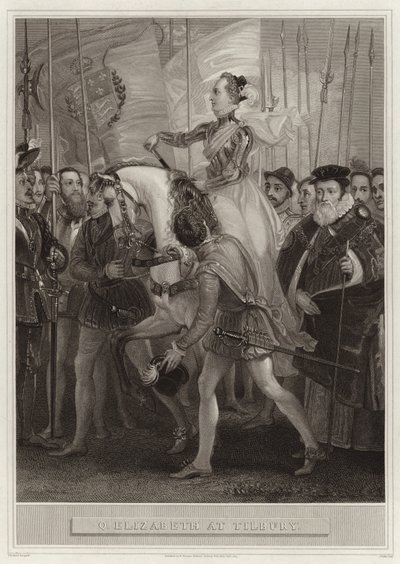 Queen Elizabeth at Tilbury by English School