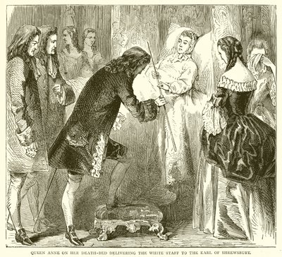 Queen Anne on her Death-Bed delivering the White Staff to the Earl of Shrewsbury by English School
